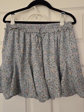 Paper Crane Blue Floral Girls Skort